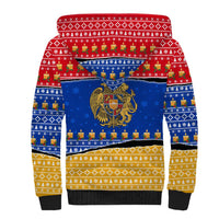 Armenia Christmas Sherpa Hoodie with Shnorhavor Surb Tsnund Lions Flag Colors and Coat of Arms - Wonder Print Shop