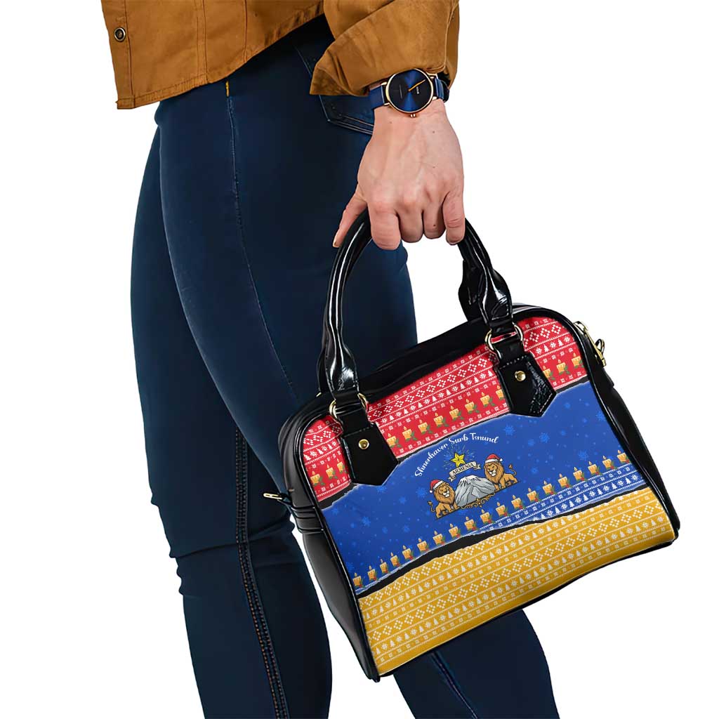 Armenia Christmas Shoulder Handbag with Shnorhavor Surb Tsnund Lions Flag Colors and Coat of Arms - Wonder Print Shop