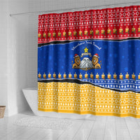 Armenia Christmas Shower Curtain with Shnorhavor Surb Tsnund Lions Flag Colors and Coat of Arms - Wonder Print Shop