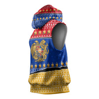 Armenia Christmas Sleeveless Hoodie with Shnorhavor Surb Tsnund Lions Flag Colors and Coat of Arms - Wonder Print Shop