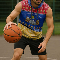 Armenia Christmas Sleeveless Hoodie with Shnorhavor Surb Tsnund Lions Flag Colors and Coat of Arms - Wonder Print Shop