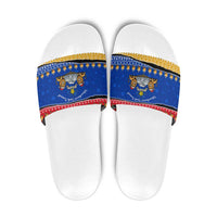 Armenia Christmas Slide Sandals with Shnorhavor Surb Tsnund Lions Flag Colors and Coat of Arms - Wonder Print Shop