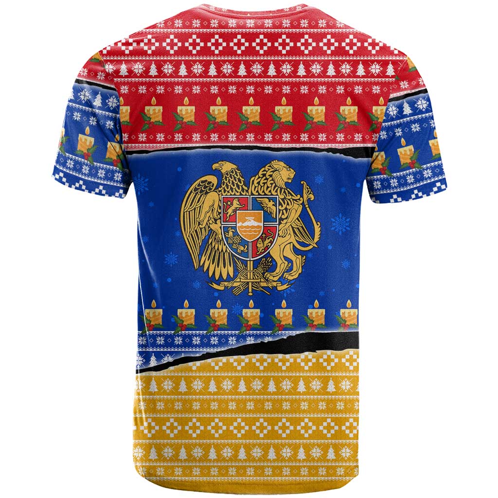 Armenia Christmas T Shirt with Shnorhavor Surb Tsnund Lions Flag Colors and Coat of Arms - Wonder Print Shop