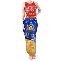 Armenia Christmas Tank Maxi Dress with Shnorhavor Surb Tsnund Lions Flag Colors and Coat of Arms - Wonder Print Shop