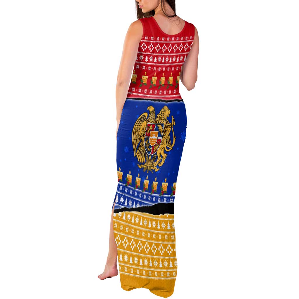 Armenia Christmas Tank Maxi Dress with Shnorhavor Surb Tsnund Lions Flag Colors and Coat of Arms - Wonder Print Shop