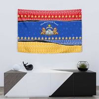 Armenia Christmas Tapestry with Shnorhavor Surb Tsnund Lions Flag Colors and Coat of Arms - Wonder Print Shop