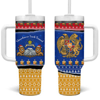 Armenia Christmas Tumbler With Handle with Shnorhavor Surb Tsnund Lions Flag Colors and Coat of Arms - Wonder Print Shop