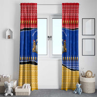 Armenia Christmas Window Curtain with Shnorhavor Surb Tsnund Lions Flag Colors and Coat of Arms - Wonder Print Shop