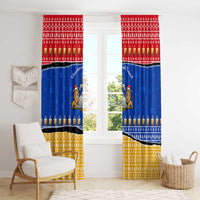 Armenia Christmas Window Curtain with Shnorhavor Surb Tsnund Lions Flag Colors and Coat of Arms - Wonder Print Shop