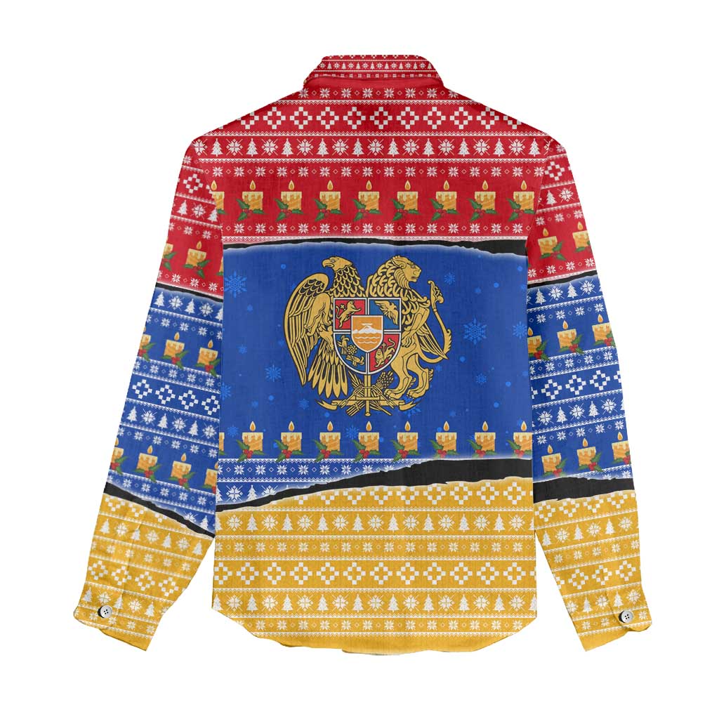 Armenia Christmas Women Casual Shirt with Shnorhavor Surb Tsnund Lions Flag Colors and Coat of Arms - Wonder Print Shop