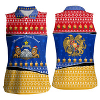 Armenia Christmas Women Sleeveless Polo Shirt with Shnorhavor Surb Tsnund Lions Flag Colors and Coat of Arms - Wonder Print Shop
