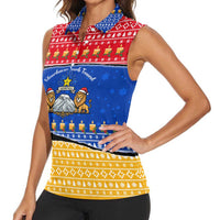 Armenia Christmas Women Sleeveless Polo Shirt with Shnorhavor Surb Tsnund Lions Flag Colors and Coat of Arms - Wonder Print Shop