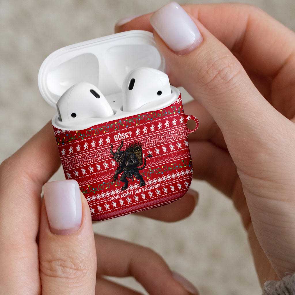 Austria Christmas AirPods Case with German Text Red Pattern and Festive Lights - Wonder Print Shop