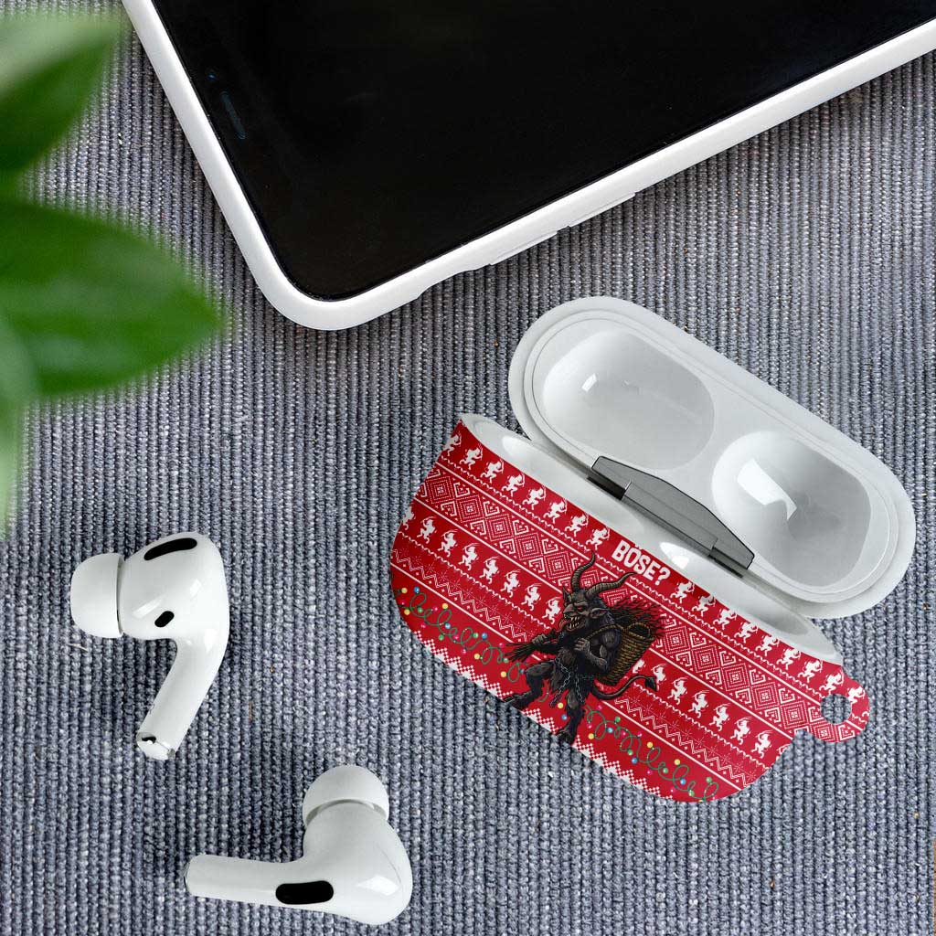 Austria Christmas AirPods Case with German Text Red Pattern and Festive Lights - Wonder Print Shop