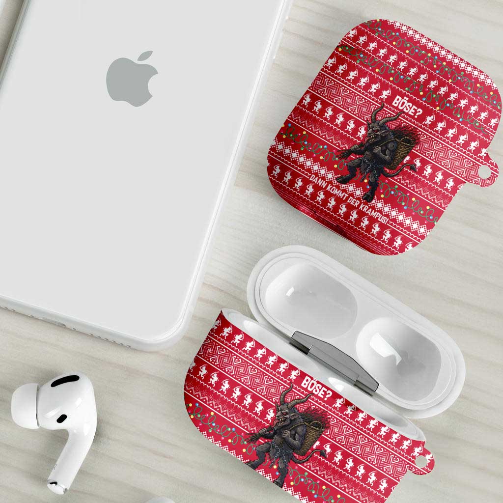 Austria Christmas AirPods Case with German Text Red Pattern and Festive Lights - Wonder Print Shop