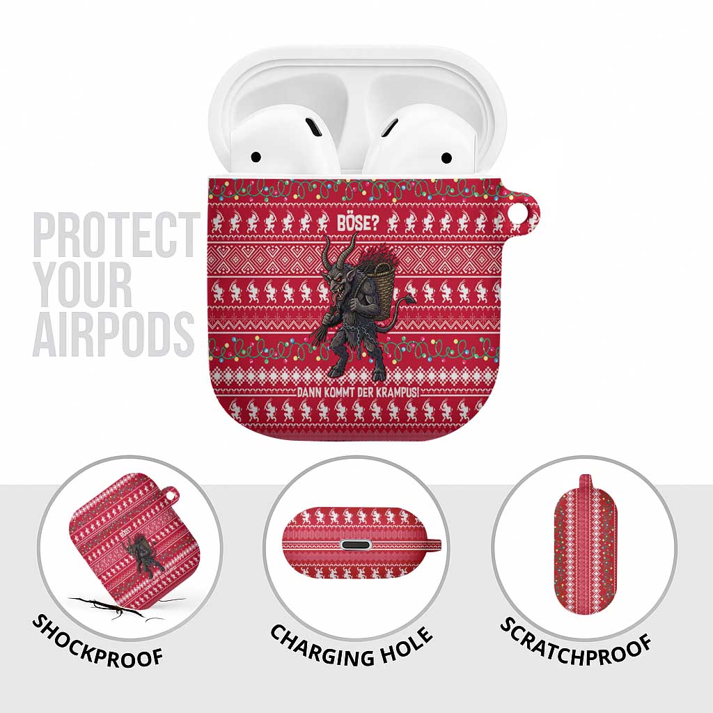 Austria Christmas AirPods Case with German Text Red Pattern and Festive Lights - Wonder Print Shop