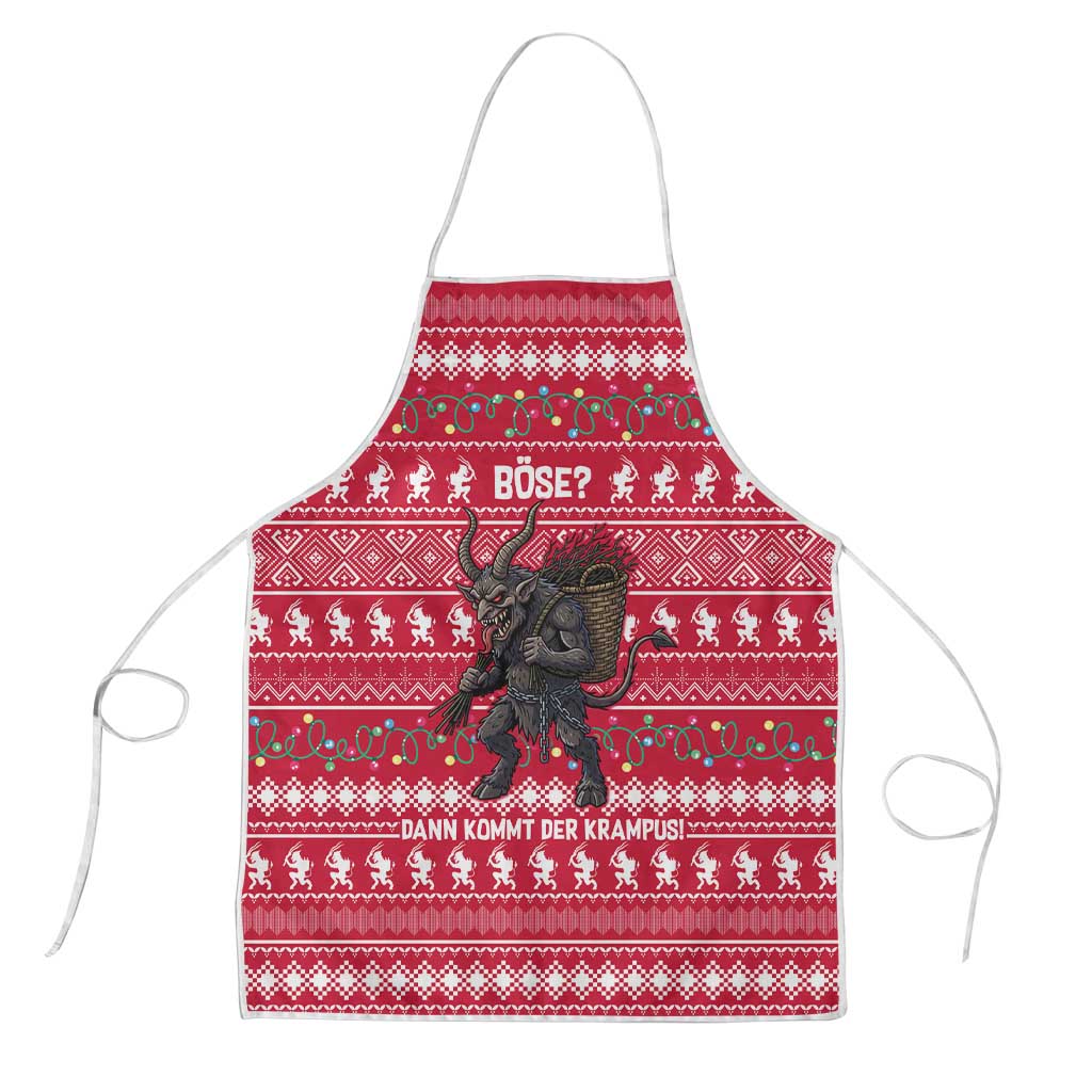 Austria Christmas Apron with German Text Red Pattern and Festive Lights - Wonder Print Shop