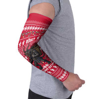 Austria Christmas Arm Sleeves with German Text Red Pattern and Festive Lights - Wonder Print Shop