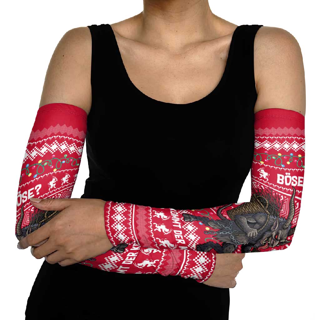 Austria Christmas Arm Sleeves with German Text Red Pattern and Festive Lights - Wonder Print Shop