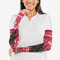 Austria Christmas Arm Sleeves with German Text Red Pattern and Festive Lights - Wonder Print Shop