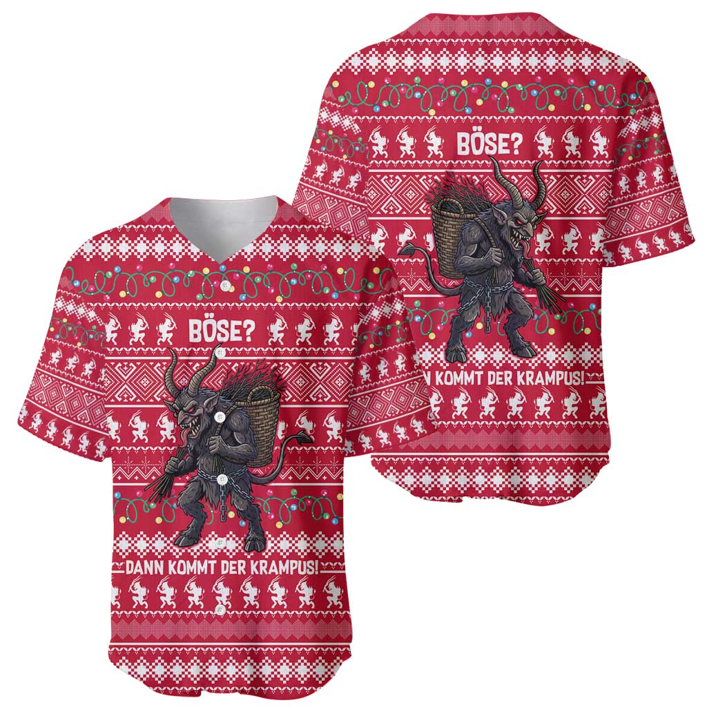 Austria Christmas Baseball Jersey with German Text Red Pattern and Festive Lights - Wonder Print Shop