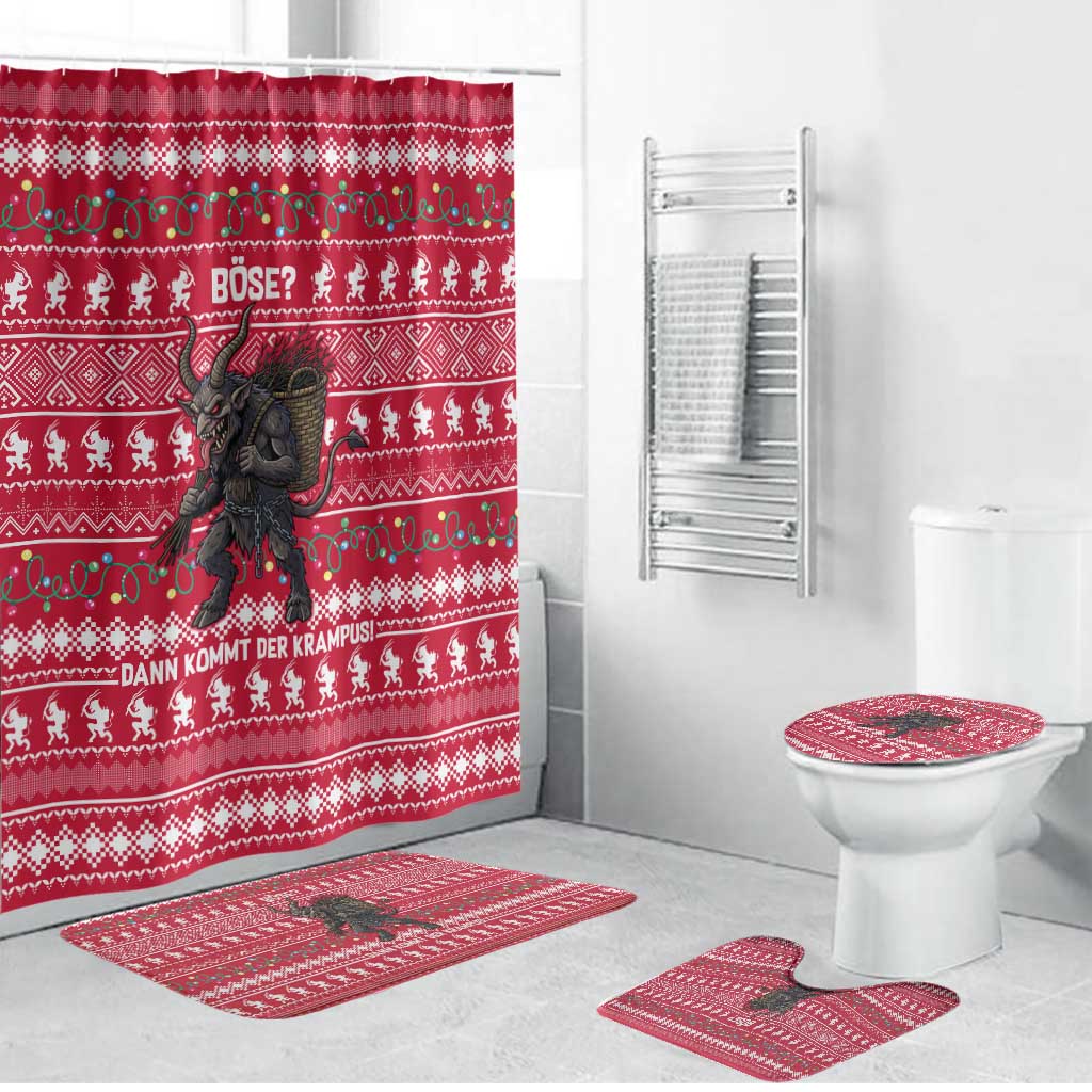Austria Christmas Bathroom Set with German Text Red Pattern and Festive Lights - Wonder Print Shop