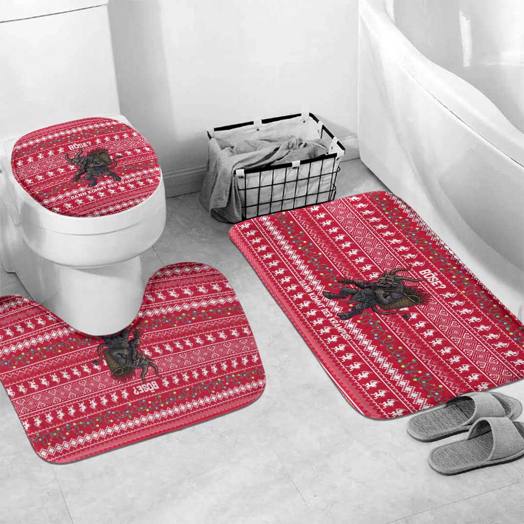 Austria Christmas Bathroom Set with German Text Red Pattern and Festive Lights - Wonder Print Shop