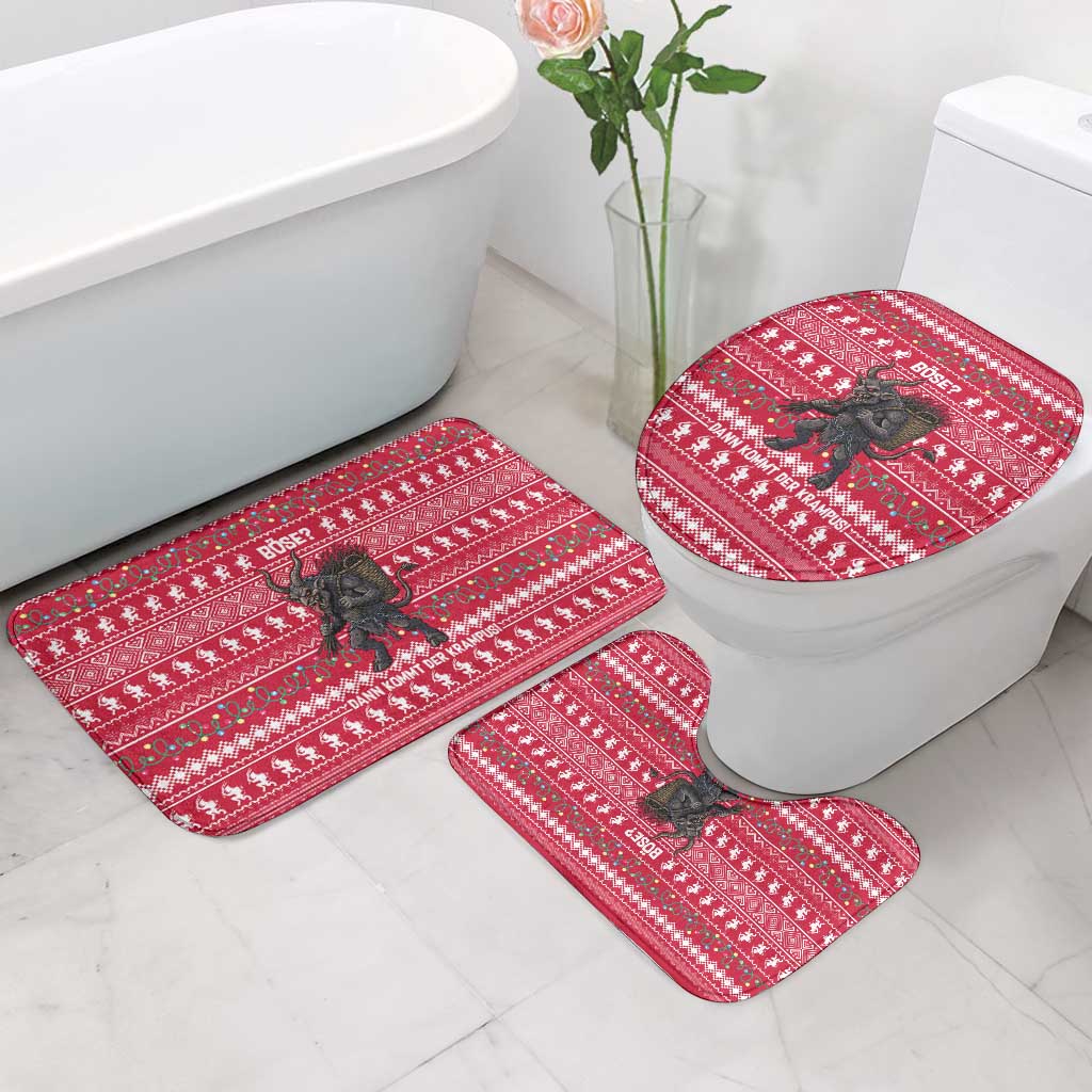 Austria Christmas Bathroom Set with German Text Red Pattern and Festive Lights - Wonder Print Shop