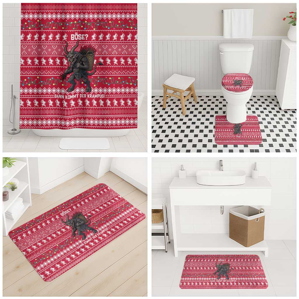 Austria Christmas Bathroom Set with German Text Red Pattern and Festive Lights - Wonder Print Shop