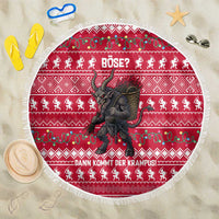 Austria Christmas Beach Blanket with German Text Red Pattern and Festive Lights - Wonder Print Shop
