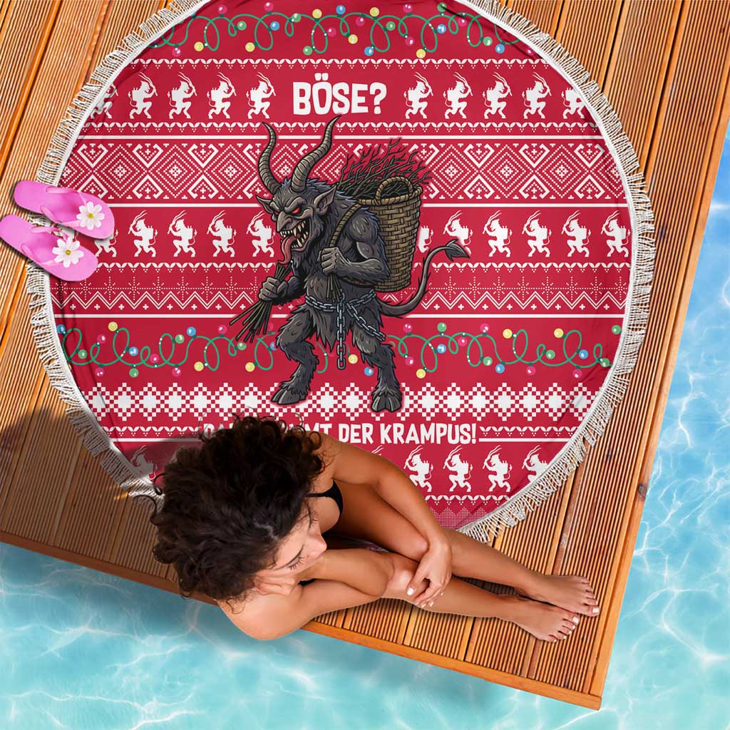 Austria Christmas Beach Blanket with German Text Red Pattern and Festive Lights - Wonder Print Shop