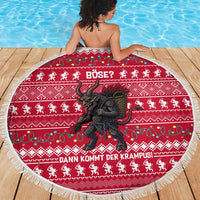 Austria Christmas Beach Blanket with German Text Red Pattern and Festive Lights - Wonder Print Shop
