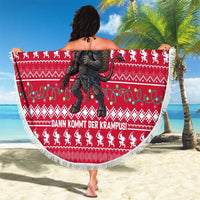 Austria Christmas Beach Blanket with German Text Red Pattern and Festive Lights - Wonder Print Shop