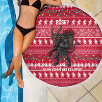 Austria Christmas Beach Blanket with German Text Red Pattern and Festive Lights - Wonder Print Shop