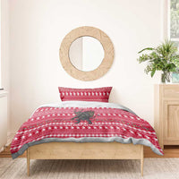 Austria Christmas Bedding Set with German Text Red Pattern and Festive Lights - Wonder Print Shop