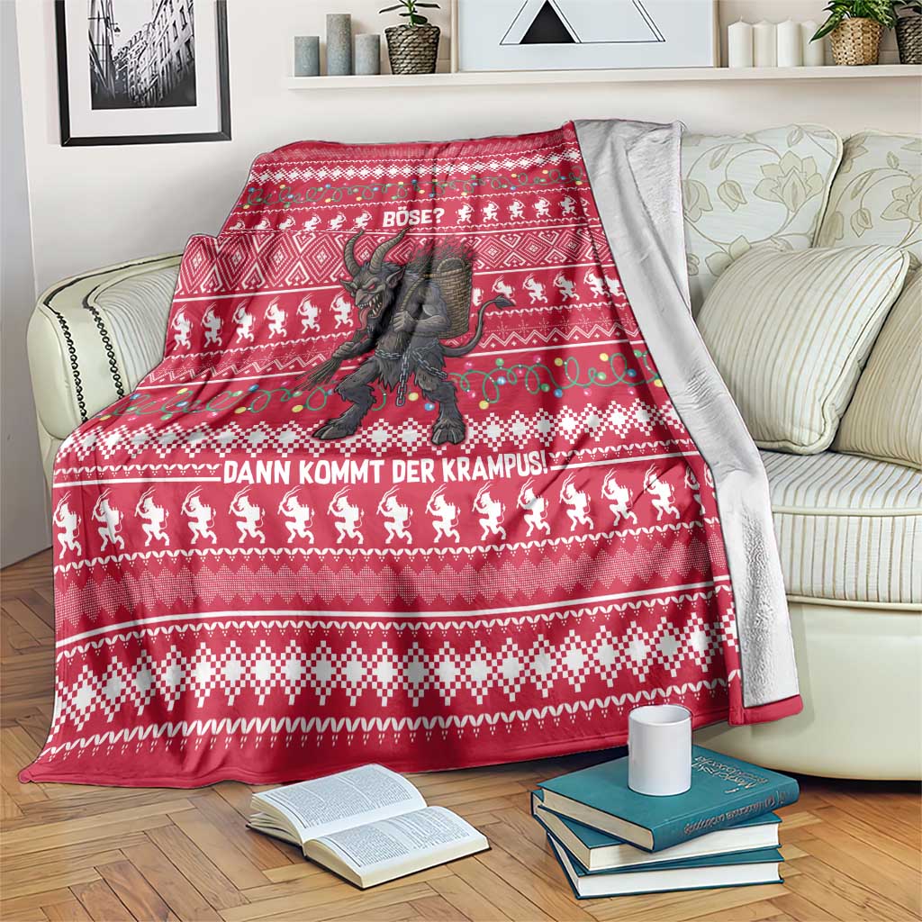 Austria Christmas Blanket with German Text Red Pattern and Festive Lights - Wonder Print Shop