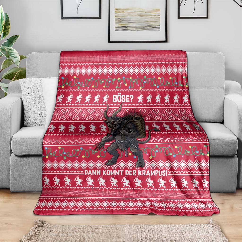 Austria Christmas Blanket with German Text Red Pattern and Festive Lights - Wonder Print Shop