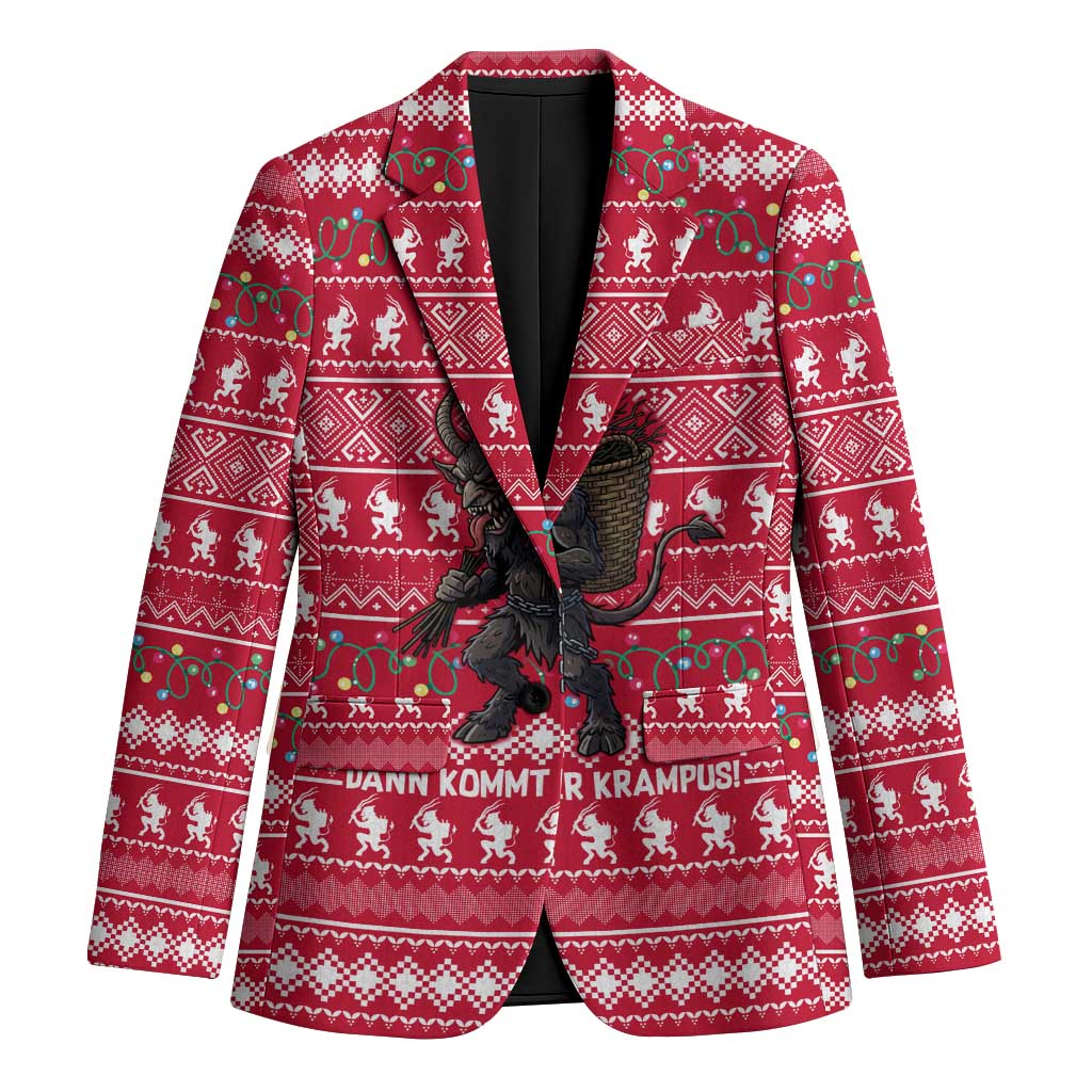 Austria Christmas Blazer with German Text Red Pattern and Festive Lights - Wonder Print Shop