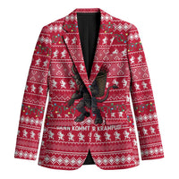 Austria Christmas Blazer with German Text Red Pattern and Festive Lights - Wonder Print Shop