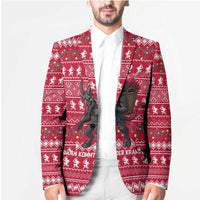 Austria Christmas Blazer with German Text Red Pattern and Festive Lights - Wonder Print Shop