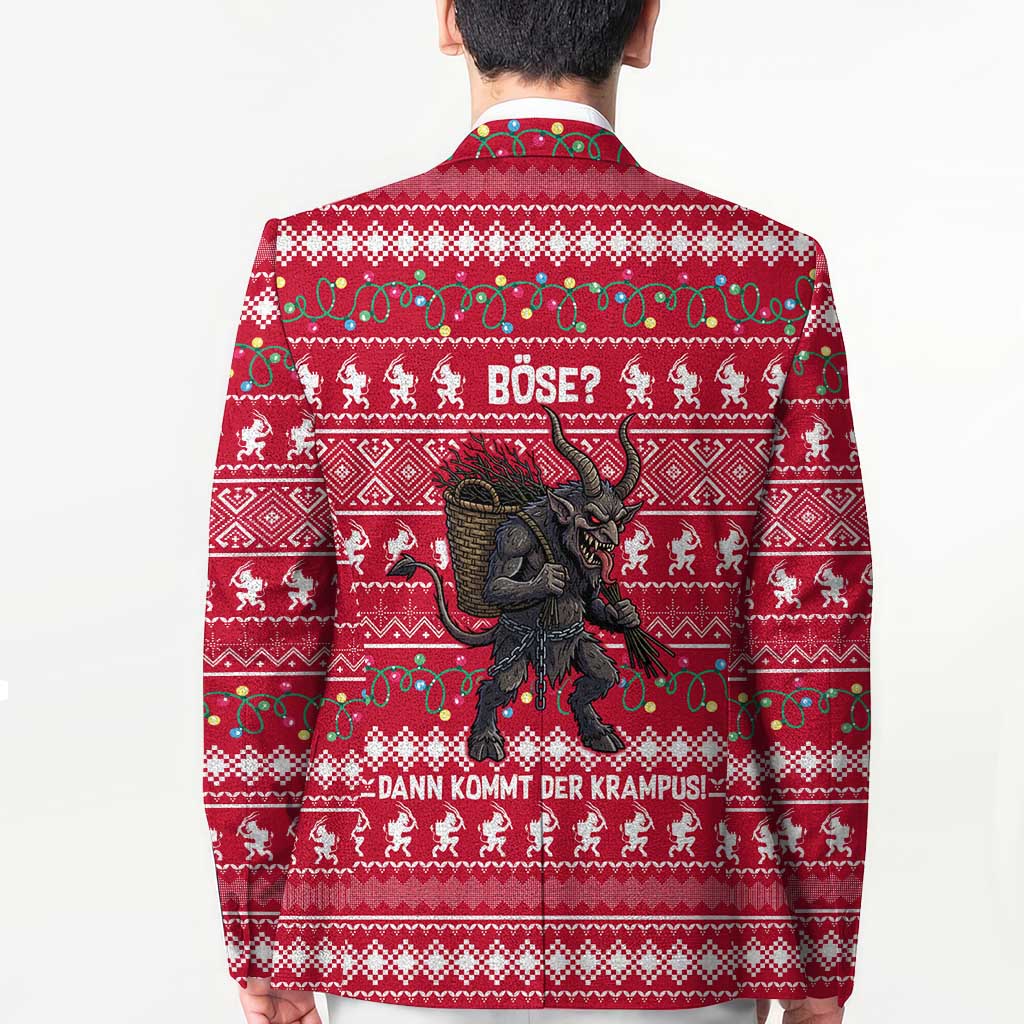 Austria Christmas Blazer with German Text Red Pattern and Festive Lights - Wonder Print Shop