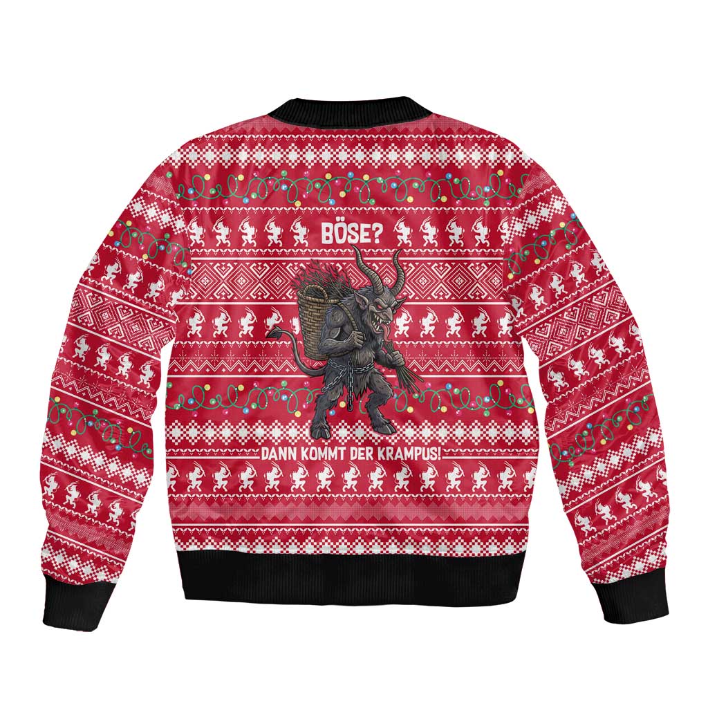 Austria Christmas Bomber Jacket with German Text Red Pattern and Festive Lights - Wonder Print Shop