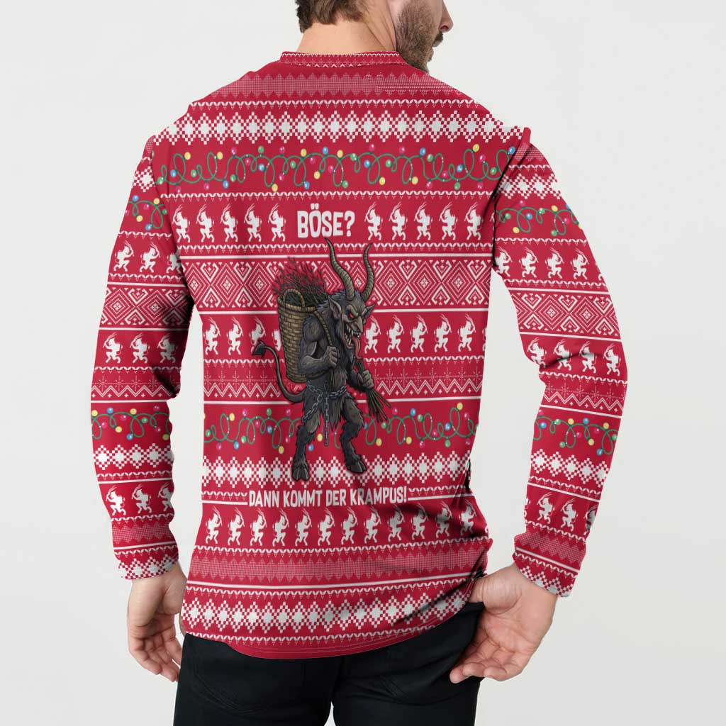 Austria Christmas Button Sweatshirt with German Text Red Pattern and Festive Lights - Wonder Print Shop