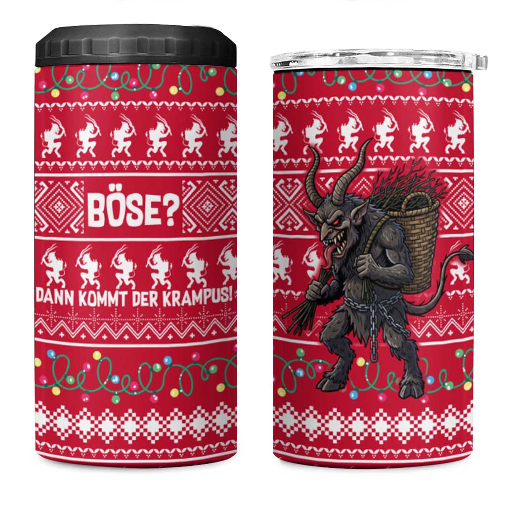 Austria Christmas 4 in 1 Can Cooler Tumbler with German Text Red Pattern and Festive Lights - Wonder Print Shop
