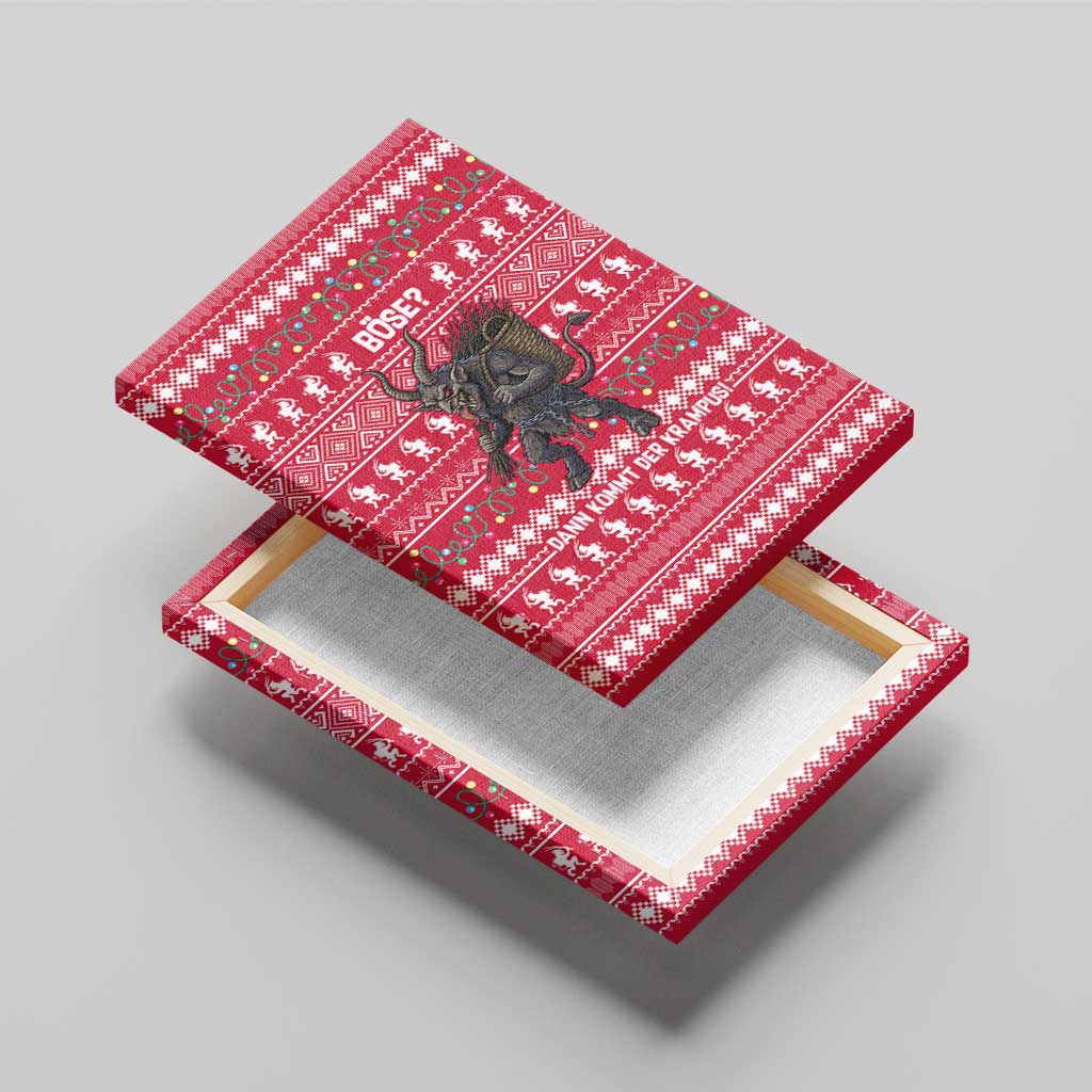 Austria Christmas Canvas Wall Art with German Text Red Pattern and Festive Lights - Wonder Print Shop