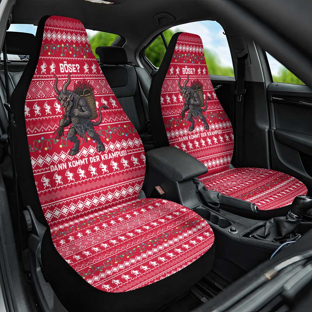 Austria Christmas Car Seat Cover with German Text Red Pattern and Festive Lights - Wonder Print Shop