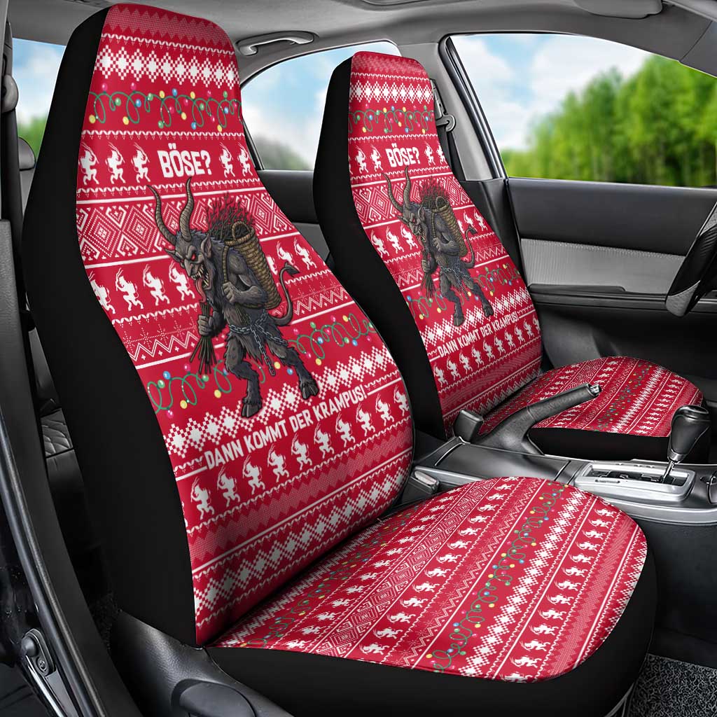Austria Christmas Car Seat Cover with German Text Red Pattern and Festive Lights - Wonder Print Shop