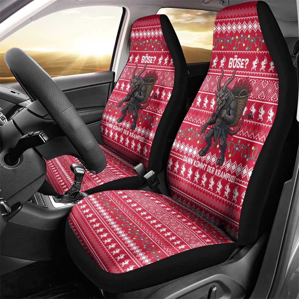 Austria Christmas Car Seat Cover with German Text Red Pattern and Festive Lights - Wonder Print Shop