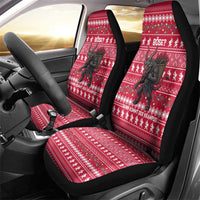 Austria Christmas Car Seat Cover with German Text Red Pattern and Festive Lights - Wonder Print Shop