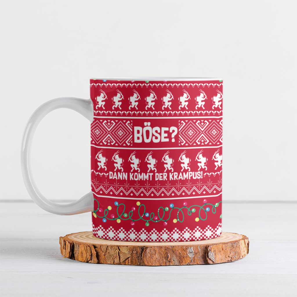 Austria Christmas Ceramic Mug with German Text Red Pattern and Festive Lights - Wonder Print Shop